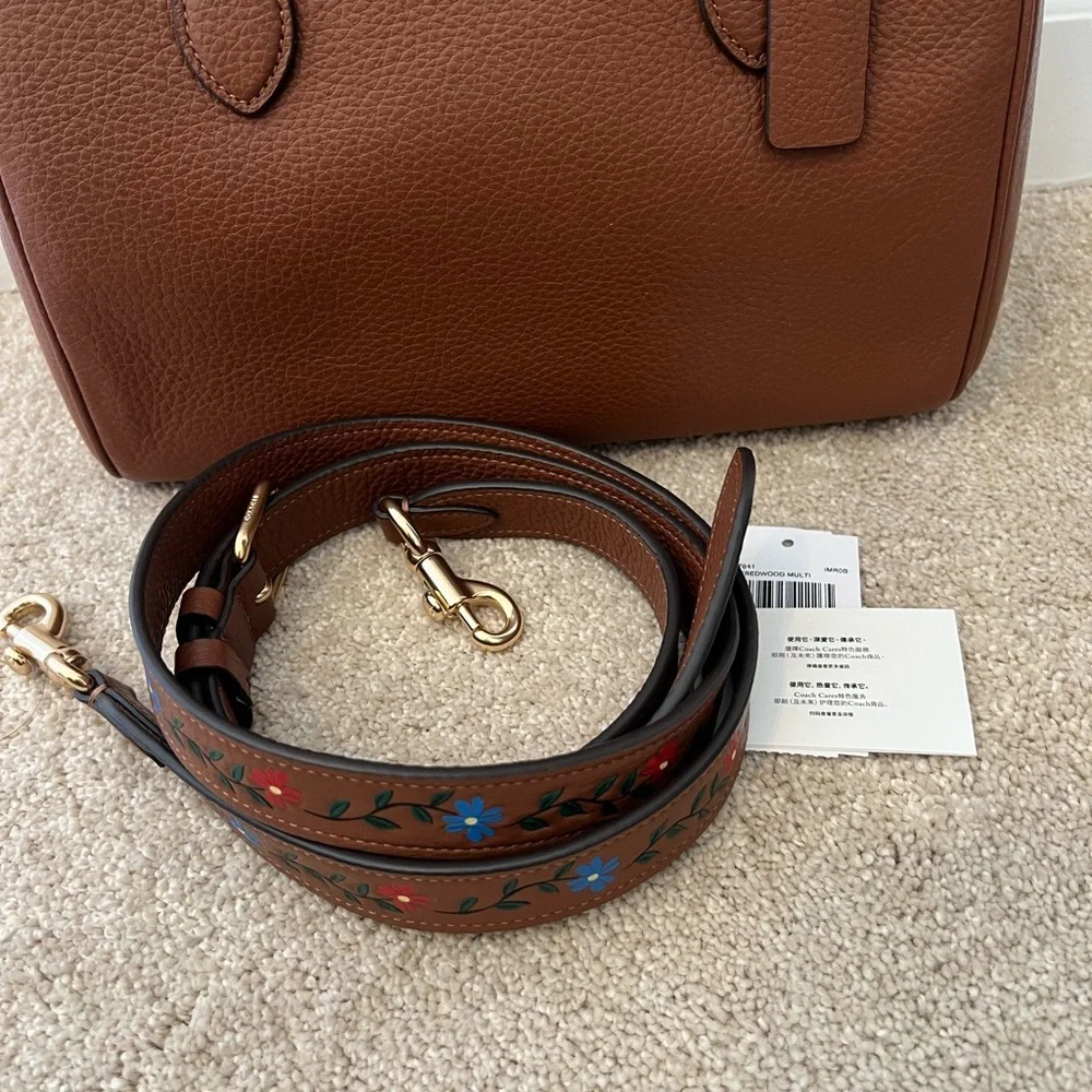 Coach Rowan Brown Pebbled Leather Satchel with Gold Hardware - Picture 9 of 12